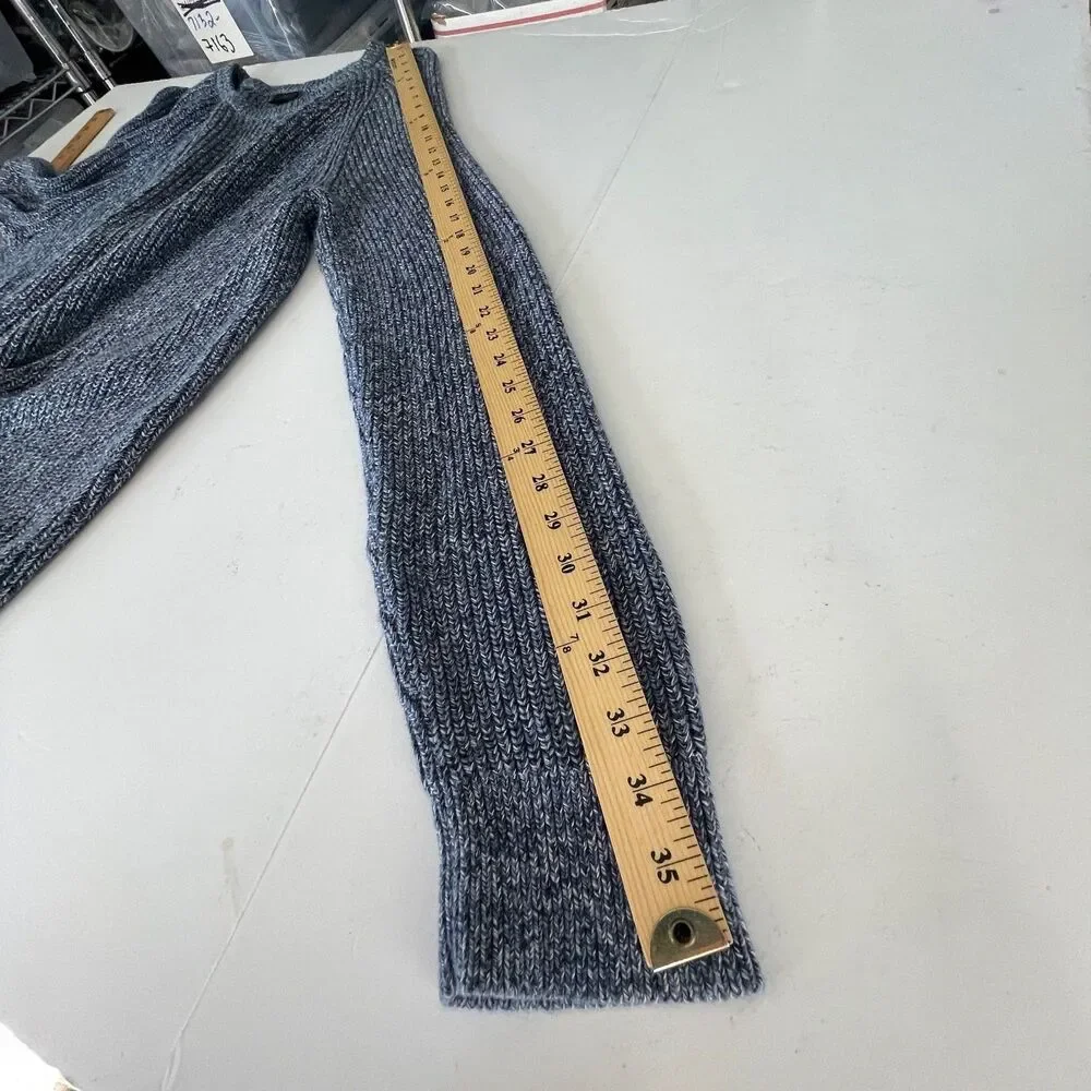 J. Crew Men's Long Sleeve Heavyweight Knit Sweater Cotton Sz XXL Marled Blue